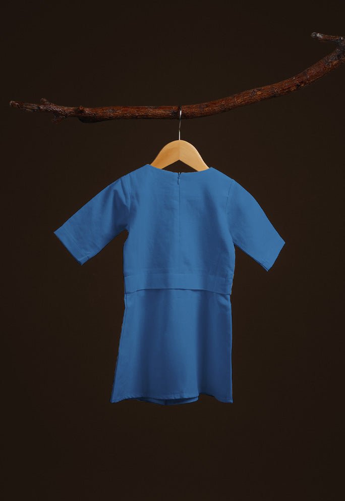 The Warisan Raya Baby Kurung Dress Steel Blue - Umbi