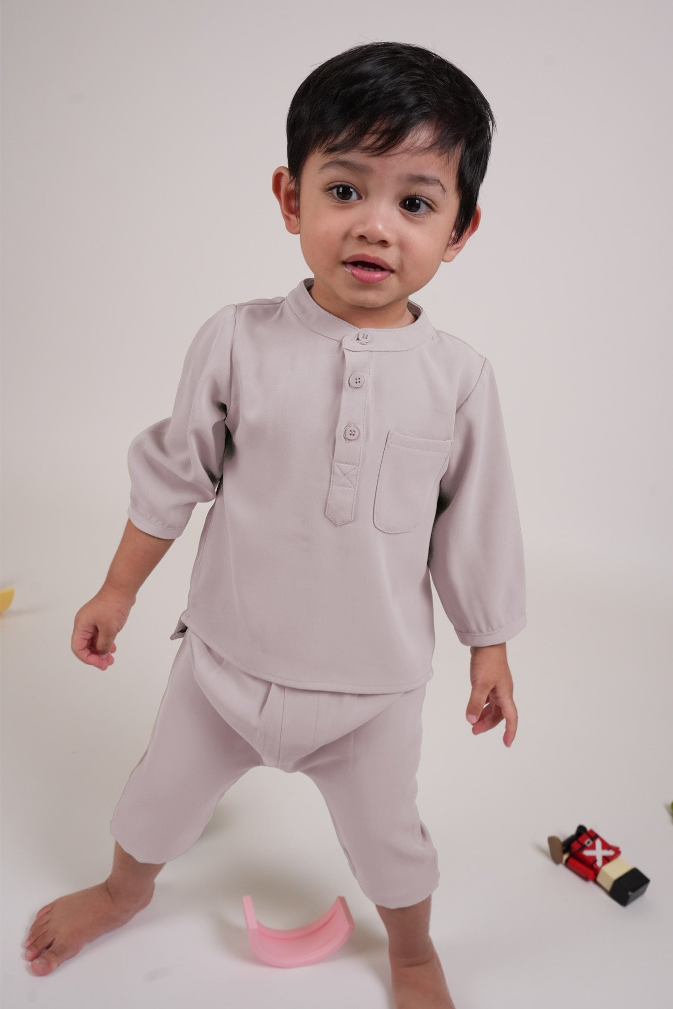 The Warisan Raya Baby Baju Melayu Set Pink