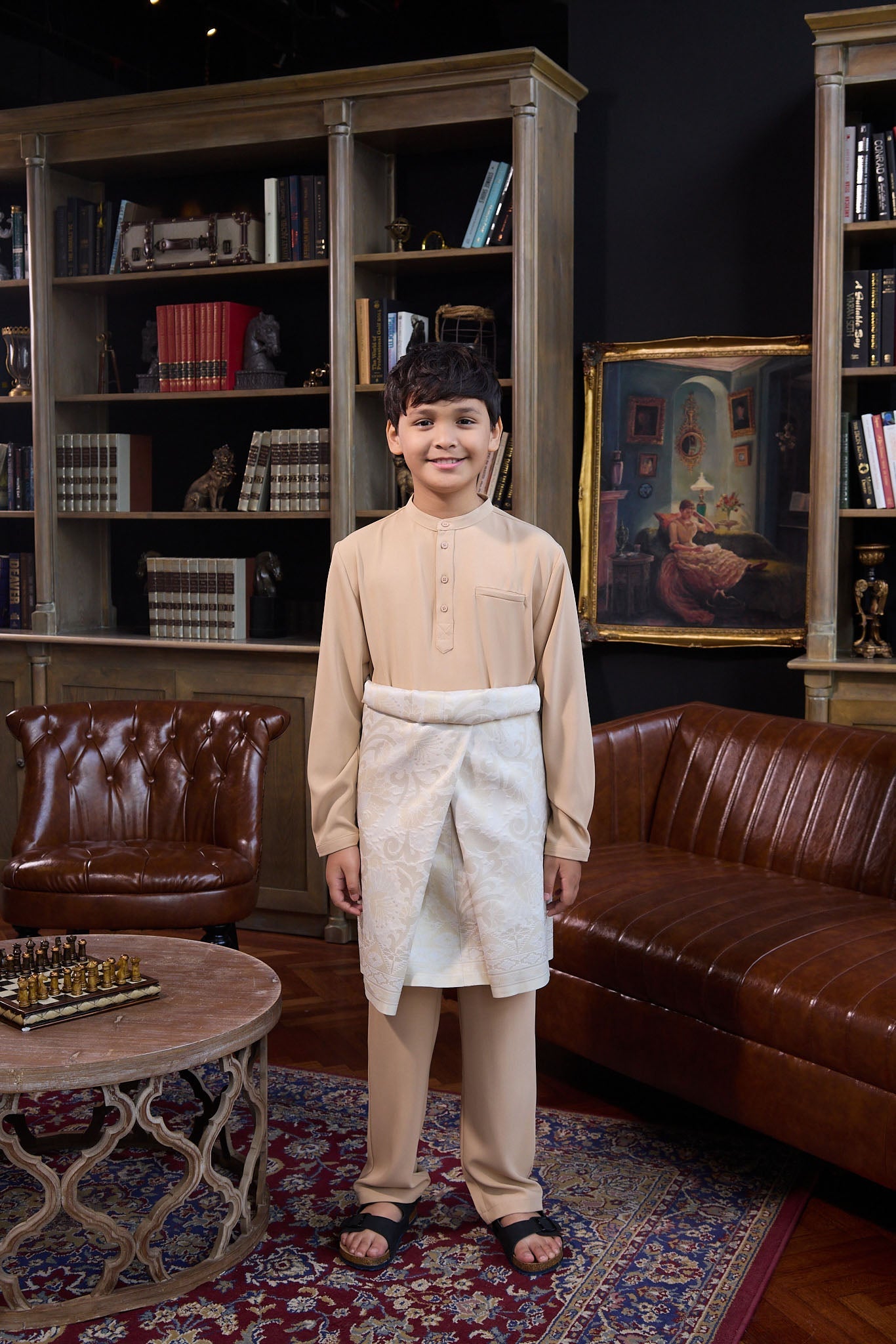 The Warisan Raya Boy Baju Melayu Set Caramel - Umbi