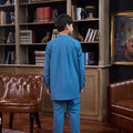 The Warisan Raya Boy Baju Melayu Set Steel Blue - Umbi