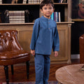 The Warisan Raya Boy Baju Melayu Set Steel Blue - Umbi