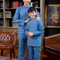 The Warisan Raya Boy Baju Melayu Set Steel Blue - Umbi