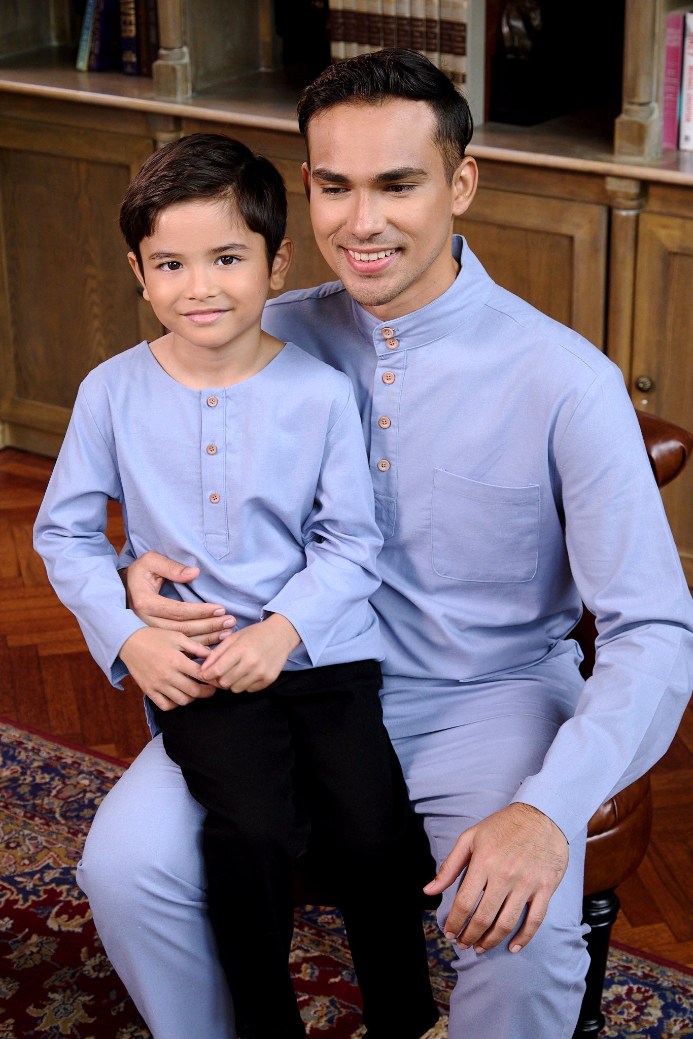 The Warisan Raya Boy Kurta Top Stone Blue