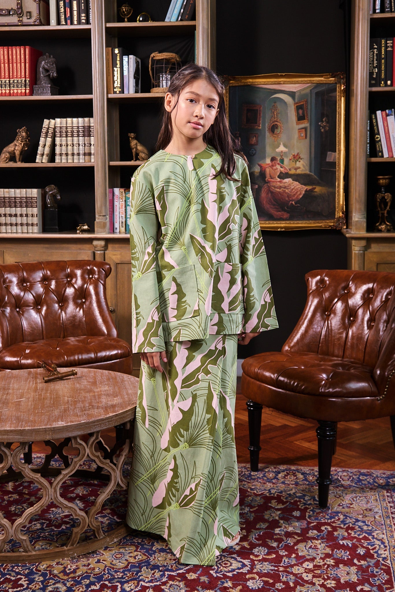 The Warisan Raya Girl Classic Skirt Estate Print - Umbi
