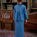 The Warisan Raya Girl Classic Skirt Steel Blue - Umbi