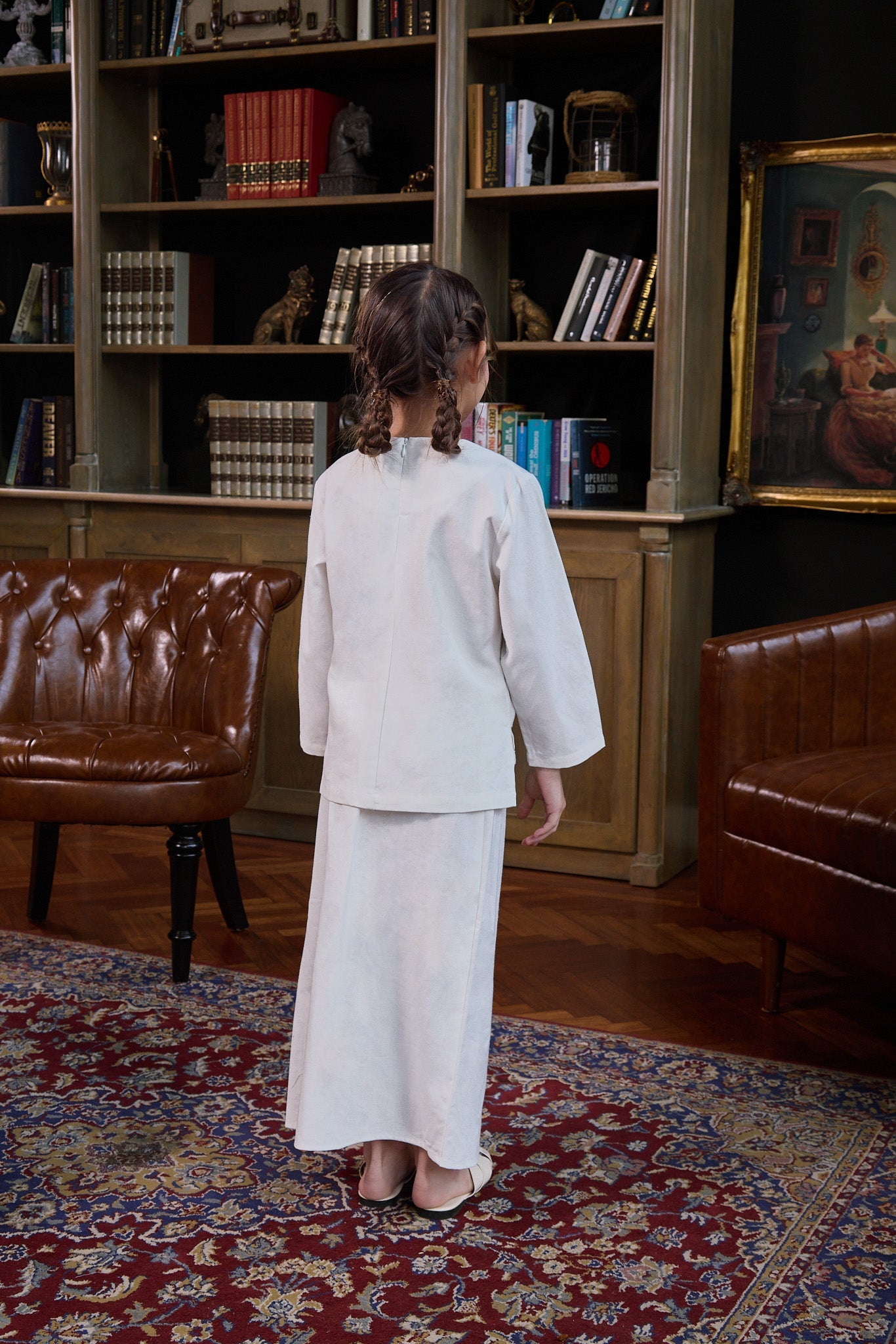 The Warisan Raya Girl Classic Skirt White - Umbi
