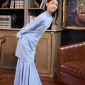 The Warisan Raya Girl Jasmine Kurung Set Blue Polka Dot - Umbi