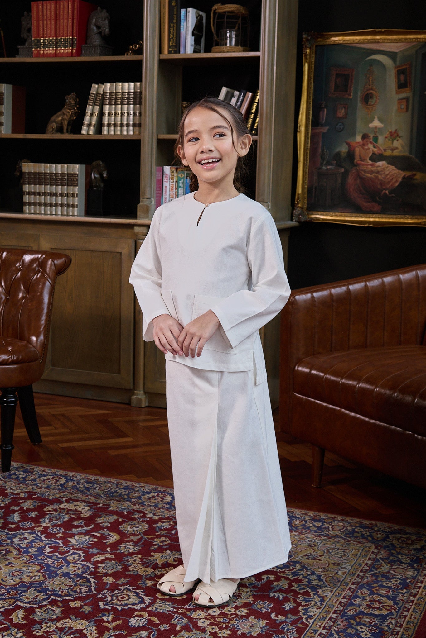 The Warisan Raya Girl Kurung Top White - Umbi