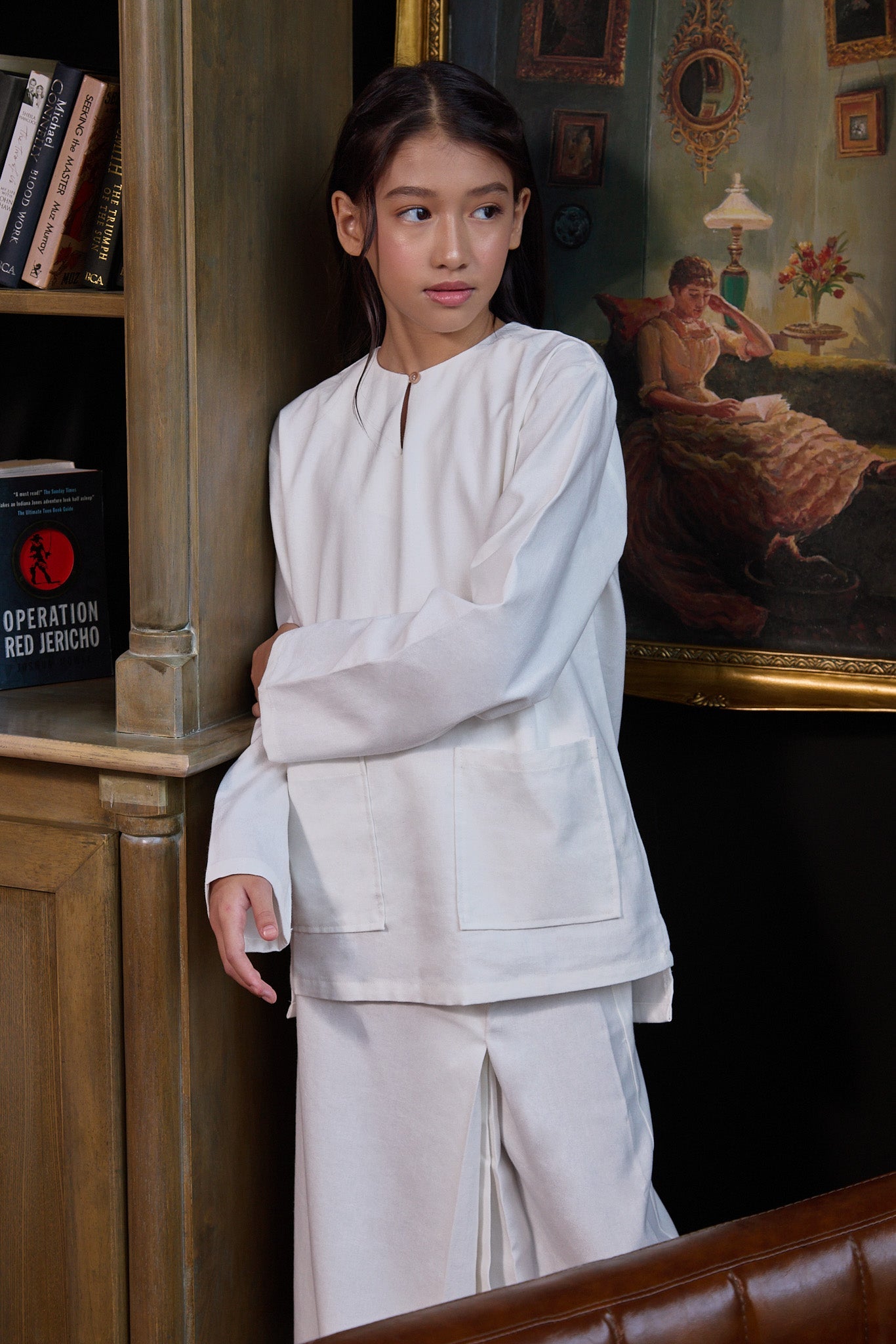 The Warisan Raya Girl Kurung Top White - Umbi