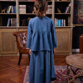 The Warisan Raya Girl Ruffle Blouse Steel Blue - Umbi