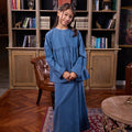 The Warisan Raya Girl Ruffle Blouse Steel Blue - Umbi