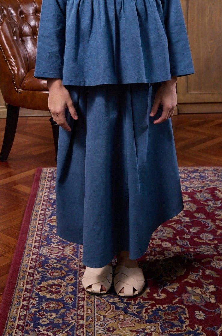 The Warisan Raya Girl Teacup Skirt Steel Blue - Umbi