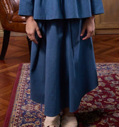 The Warisan Raya Girl Teacup Skirt Steel Blue - Umbi