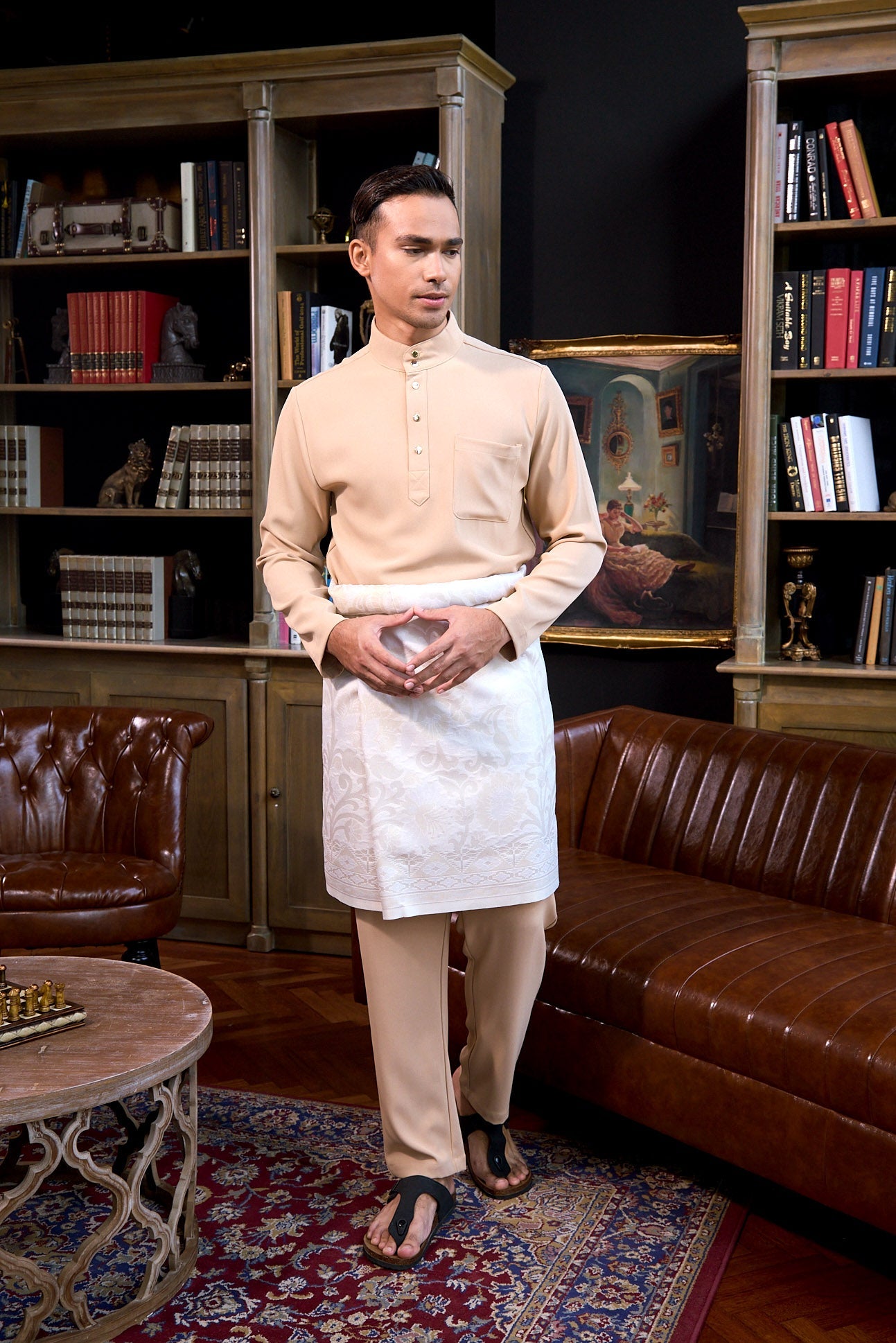 The Warisan Raya Men Baju Melayu Set Caramel - Umbi