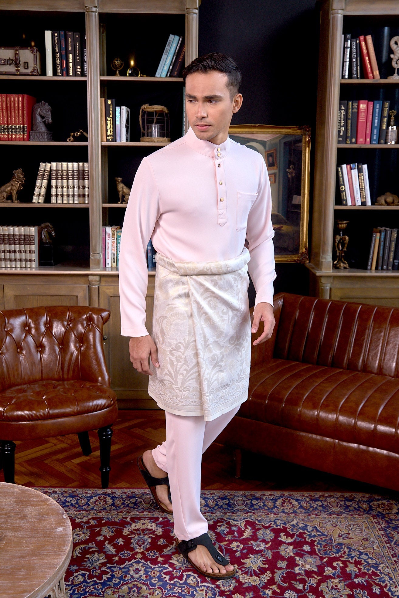 The Warisan Raya Men Baju Melayu Set Pink - Umbi