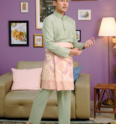 The Warisan Raya Men Baju Melayu Set Sage Green - Umbi