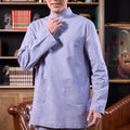 men wearing traditional baju melayu set stone blue posing for the camera