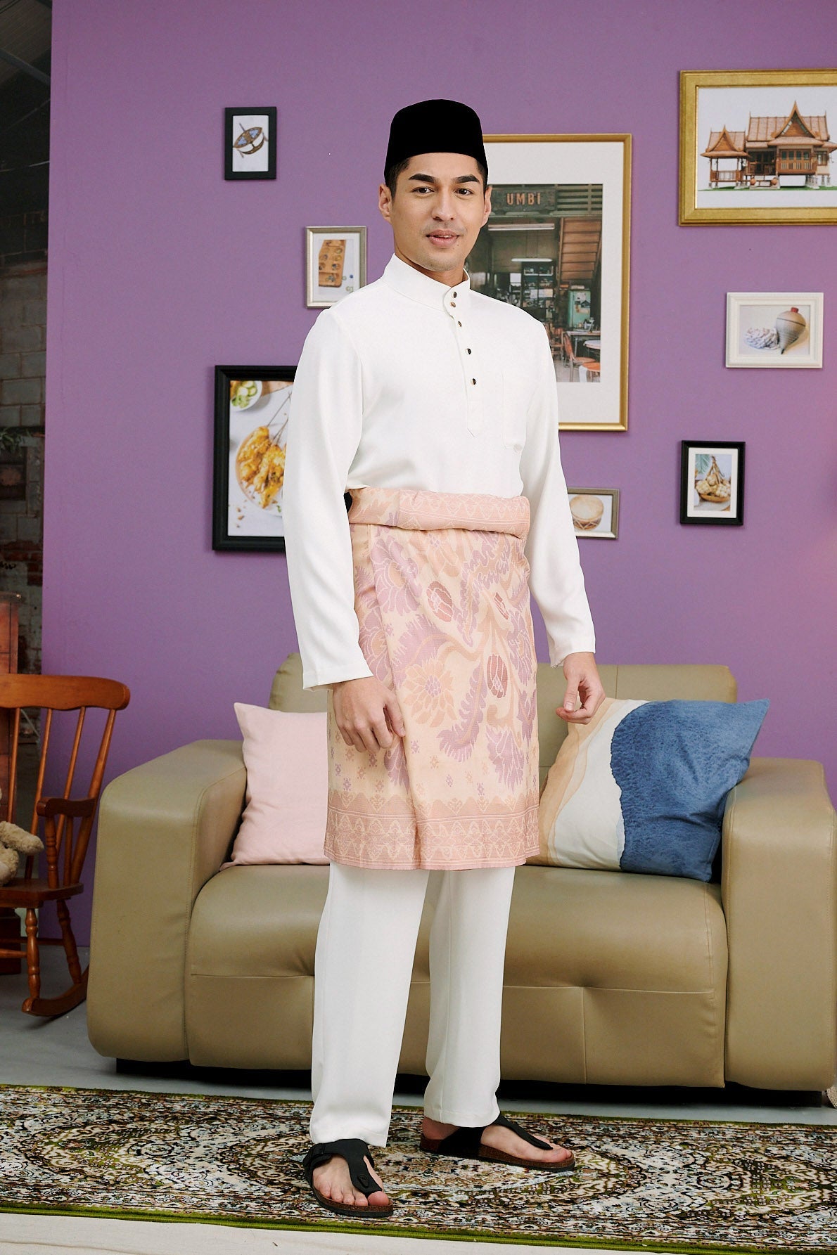The Warisan Raya Men Baju Melayu Set White - Umbi