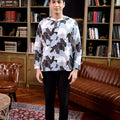 man stands pose in teluk belanga bunga raya print top