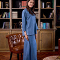 The Warisan Raya Women Boxy Blouse Steel Blue - Umbi