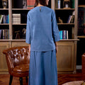 The Warisan Raya Women Boxy Blouse Steel Blue - Umbi