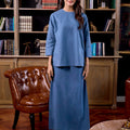 The Warisan Raya Women Boxy Blouse Steel Blue - Umbi