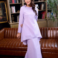 The Warisan Raya Women Fitted Kurung Set Checked Lilac - Umbi