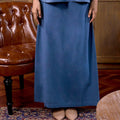 The Warisan Raya Women Folded Skirt Steel Blue - Umbi