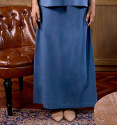 The Warisan Raya Women Folded Skirt Steel Blue - Umbi