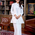 The Warisan Raya Women Mandarin Collar Kurung Blouse White - Umbi
