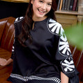 The Warisan Raya Women Saloma Kaftan Set Black Print - Umbi