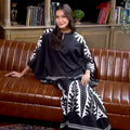 The Warisan Raya Women Saloma Kaftan Set Black Print - Umbi