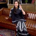 The Warisan Raya Women Saloma Kaftan Set Black Print - Umbi