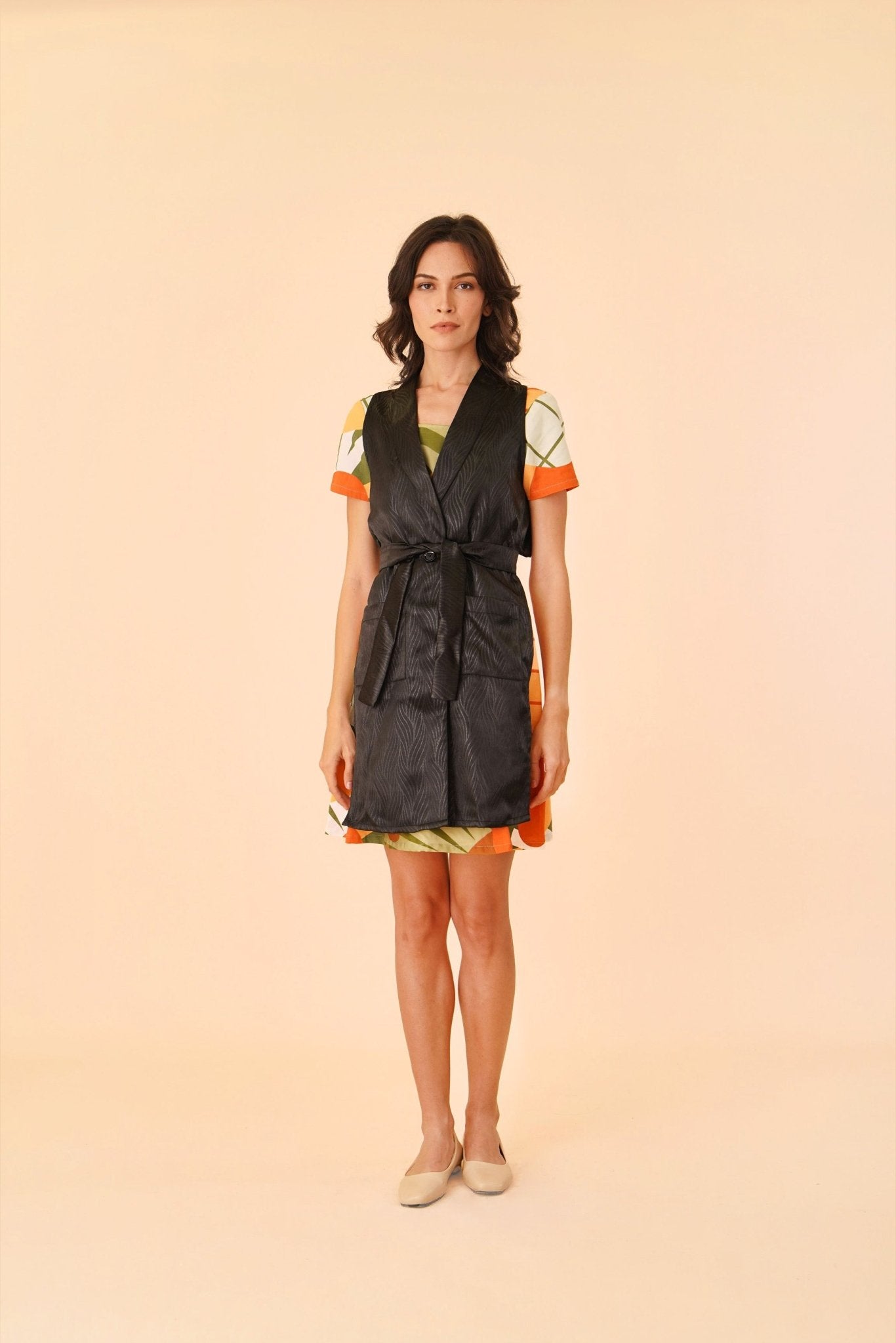 Two - piece Midi Dress Set with Sunflower Print - Umbi