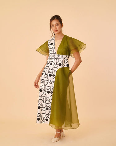 Two Tone Flare Midi Dress - Umbi