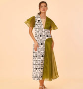 Two Tone Flare Midi Dress - Umbi