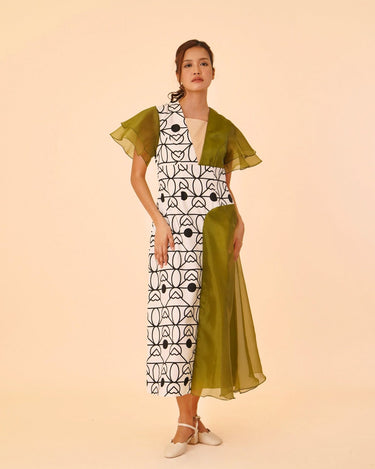 Two Tone Flare Midi Dress - Umbi