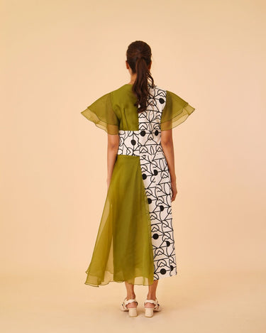 Two Tone Flare Midi Dress - Umbi