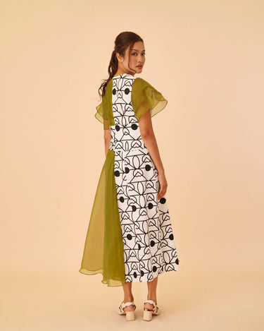 Two Tone Flare Midi Dress - Umbi
