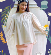 Women Dinah Blouse in Checked Beige - Umbi