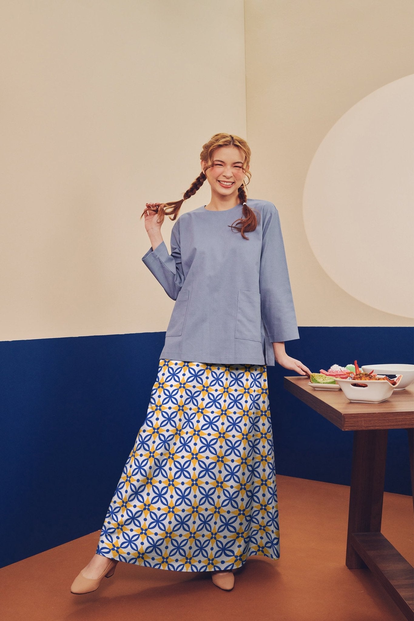 Women Flare Skirt Popcorn Print - Umbi