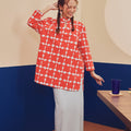 Women Mandarin Collar Kurung Blouse Bubblegum Print - Umbi