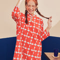 Women Mandarin Collar Kurung Blouse Bubblegum Print - Umbi