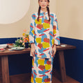 Women Mandarin Collar Kurung Blouse Jellybean Print - Umbi