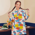 Women Mandarin Collar Kurung Blouse Jellybean Print - Umbi
