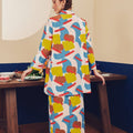 Women Mandarin Collar Kurung Blouse Jellybean Print - Umbi