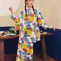 Women Mandarin Collar Kurung Blouse Jellybean Print - Umbi