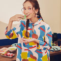 Women Mandarin Collar Kurung Blouse Jellybean Print - Umbi