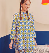 Women Mandarin Collar Kurung Blouse Popcorn Print - Umbi