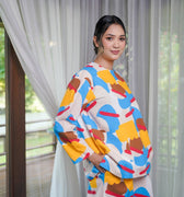 Women Pair Pockets Boxy Blouse Jellybean Print - Umbi